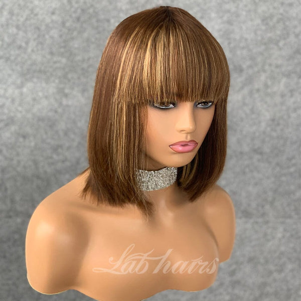 Kerwin|Ombre Color Luxury Vortex Style Straight Bob With Bang Apparel & Accessories > Clothing Accessories > Hair Accessories > Wigs > Lace Front Bob Wig LABHAIRS® 