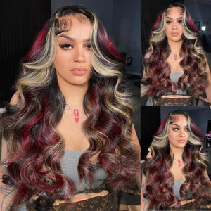 Ombre Highlight 99J Color Lace Frontal Loose Deep Wave Wig Apparel & Accessories > Clothing Accessories > Hair Accessories > Wigs > 13x6-lace-front-wig LABHAIRS® 