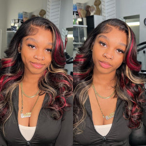 Ombre Highlight 99J Color Lace Frontal Loose Deep Wave Wig Apparel & Accessories > Clothing Accessories > Hair Accessories > Wigs > 13x6-lace-front-wig LABHAIRS® 