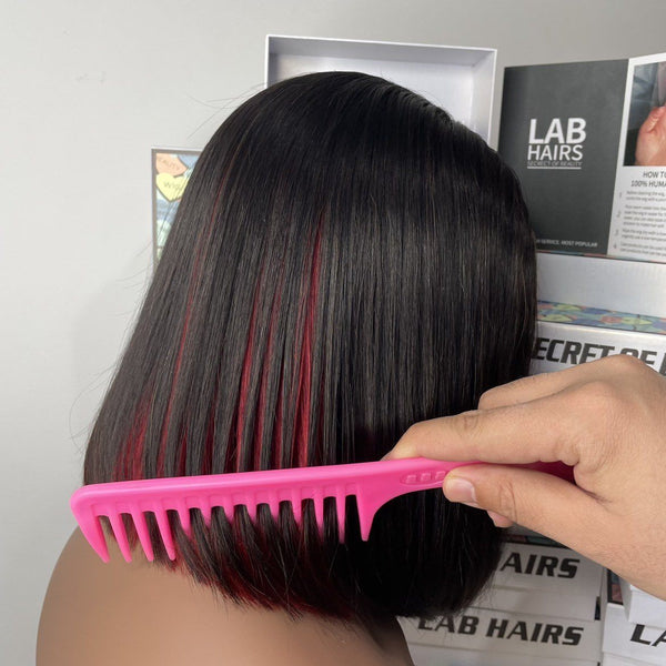 13*4 Top Swiss HD Lace Front Highlight Red Colored Straight Bob Brazilian Human Hair Wig Apparel & Accessories > Clothing Accessories > Hair Accessories > Wigs > Colorful Wig LABHAIRS® 