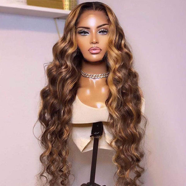 Ombre Highlight Top Swiss HD Lace Front Loose Body Wave Wig Apparel & Accessories > Clothing Accessories > Hair Accessories > Wigs > 13x6-lace-front-wig LABHAIRS® 