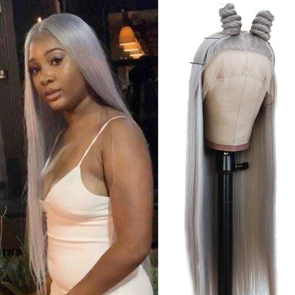 TRANSPARENT LACE sliver grey 13*6 lace front Wig (Could Be Styled) حLabhairs? LABHAIRS? 