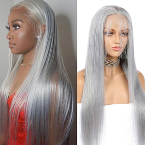 TRANSPARENT LACE sliver grey 13*6 lace front Wig (Could Be Styled) حLabhairs? LABHAIRS? Straight 14inch 