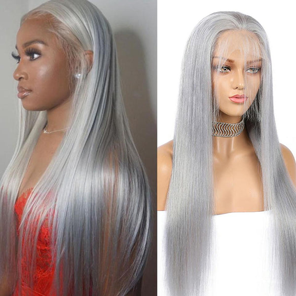 TRANSPARENT LACE sliver grey 13*6 lace front Wig (Could Be Styled) حLabhairs? LABHAIRS? Straight 14inch 