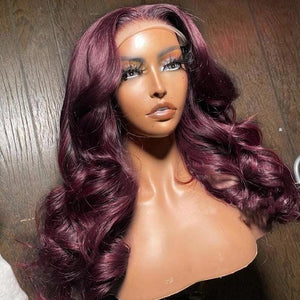Dark 99J Color Transparent Lace Front Human Hair Lace Front Wig Apparel & Accessories > Clothing Accessories > Hair Accessories > Wigs > 13x6-lace-front-wig LABHAIRS® 