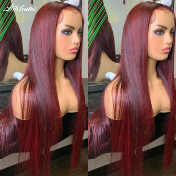 Straight | Burgundy | 4x4 Lace Closure | Transparent Lace | 180% Density Apparel & Accessories > Clothing Accessories > Hair Accessories > Wigs > 13x6-lace-front-wig Lab LABHAIRS? 