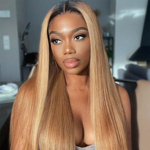 Ombre Honey Blonde | 4x4 Transparent Lace | Human Hair Straight Wig LABHAIRS® 