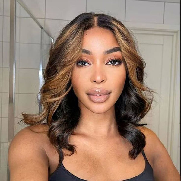 13X4 Top Swiss HD Lace Ombre Highlight Middle Part Lace Front Bob Wig | Straight Apparel & Accessories > Clothing Accessories > Hair Accessories > Wigs > Colorful Wig LABHAIRS® 