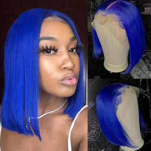 Blue Human Hair Bob Wig Brazilian Virgin Hair Middle Part Lace Wigs Apparel & Accessories > Clothing Accessories > Hair Accessories > Wigs > Colorful Wig Colorful Wi LABHAIRS? 
