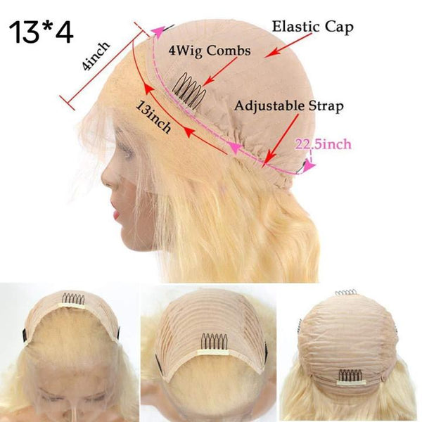 Blonde Color Wig Human Hair Middle Part Bob Wig #613 | Straight Lab Hairs 