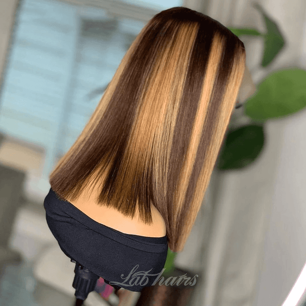 Body Wave Bob Human Hair Wigs Top Swiss HD Lace Ombre Honey Blonde Apparel & Accessories > Clothing Accessories > Hair Accessories > Wigs > Colorful Wig LABHAIRS® 