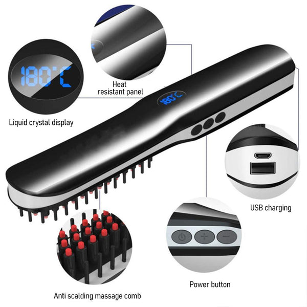 USB Cordless Mini Straightening Comb Rechargeable Straightening Comb That Eliminates Frizz Anytime Anywhere LABHAIRS? 