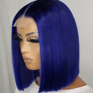 Blue Human Hair Bob Wig Brazilian Virgin Hair Middle Part Lace Wigs Apparel & Accessories > Clothing Accessories > Hair Accessories > Wigs > Colorful Wig Colorful Wi LABHAIRS? 
