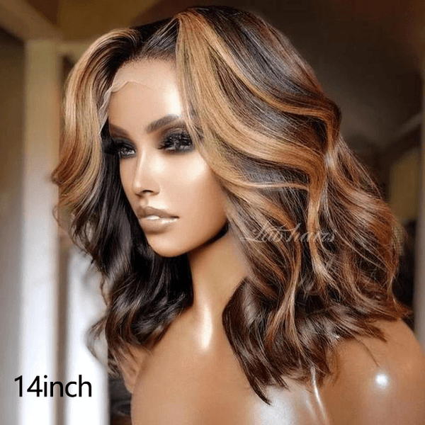 Highlight Colored Short Bob Wigs 13x4 Top Swiss HD Lace Deep Wave Ombre Lace Front Wig Apparel & Accessories > Clothing Accessories > Hair Accessories > Wigs > Colorful Wig LABHAIRS? 