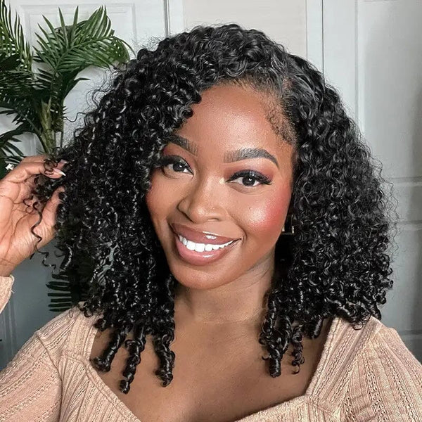 Top HD Lace New Curly Baby Hair Kinky Curly Bob Human Hair Wig Apparel & Accessories > Clothing Accessories > Hair Accessories > Wigs > Lace Front Bob Wig LABHAIRS® 