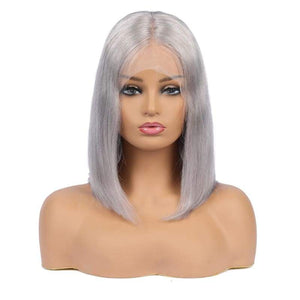 SLIVER GREY TRANSPARENT LACE 100% Human Hair BOB Wig (Glueless) LABHAIRS? 