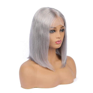 SLIVER GREY TRANSPARENT LACE 100% Human Hair BOB Wig (Glueless) LABHAIRS? 
