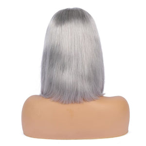 SLIVER GREY TRANSPARENT LACE 100% Human Hair BOB Wig (Glueless) LABHAIRS? 