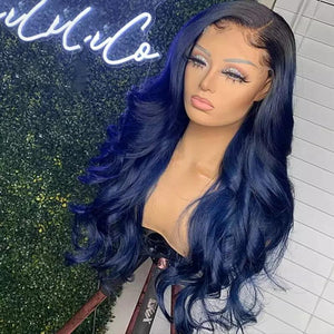 Omber Navy Blue Preplucked Loose Wave Lace Front Wig | Loose Wave Lab Hairs 