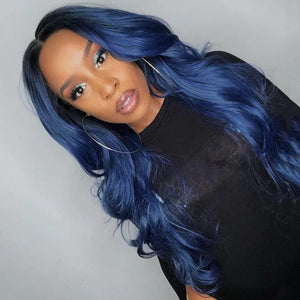 Omber Navy Blue Preplucked Loose Wave Lace Front Wig | Loose Wave Lab Hairs 