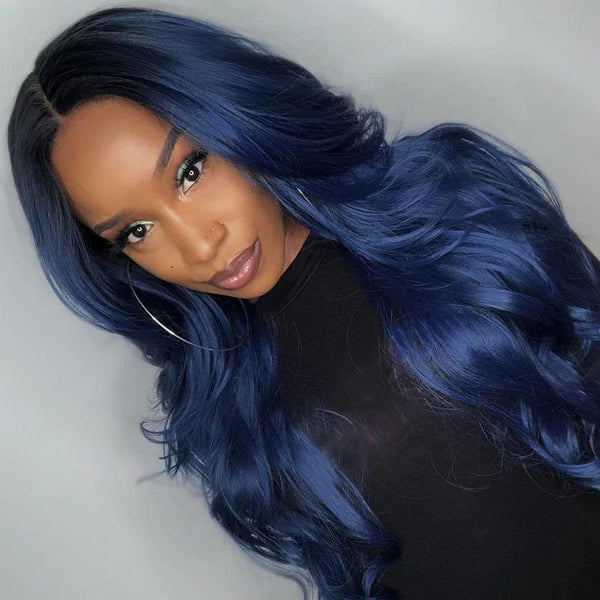 Omber Navy Blue Preplucked Loose Wave Lace Front Wig | Loose Wave Lab Hairs 